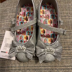 Disney Princess Silver Glitter Kids Shoes NWT size 8